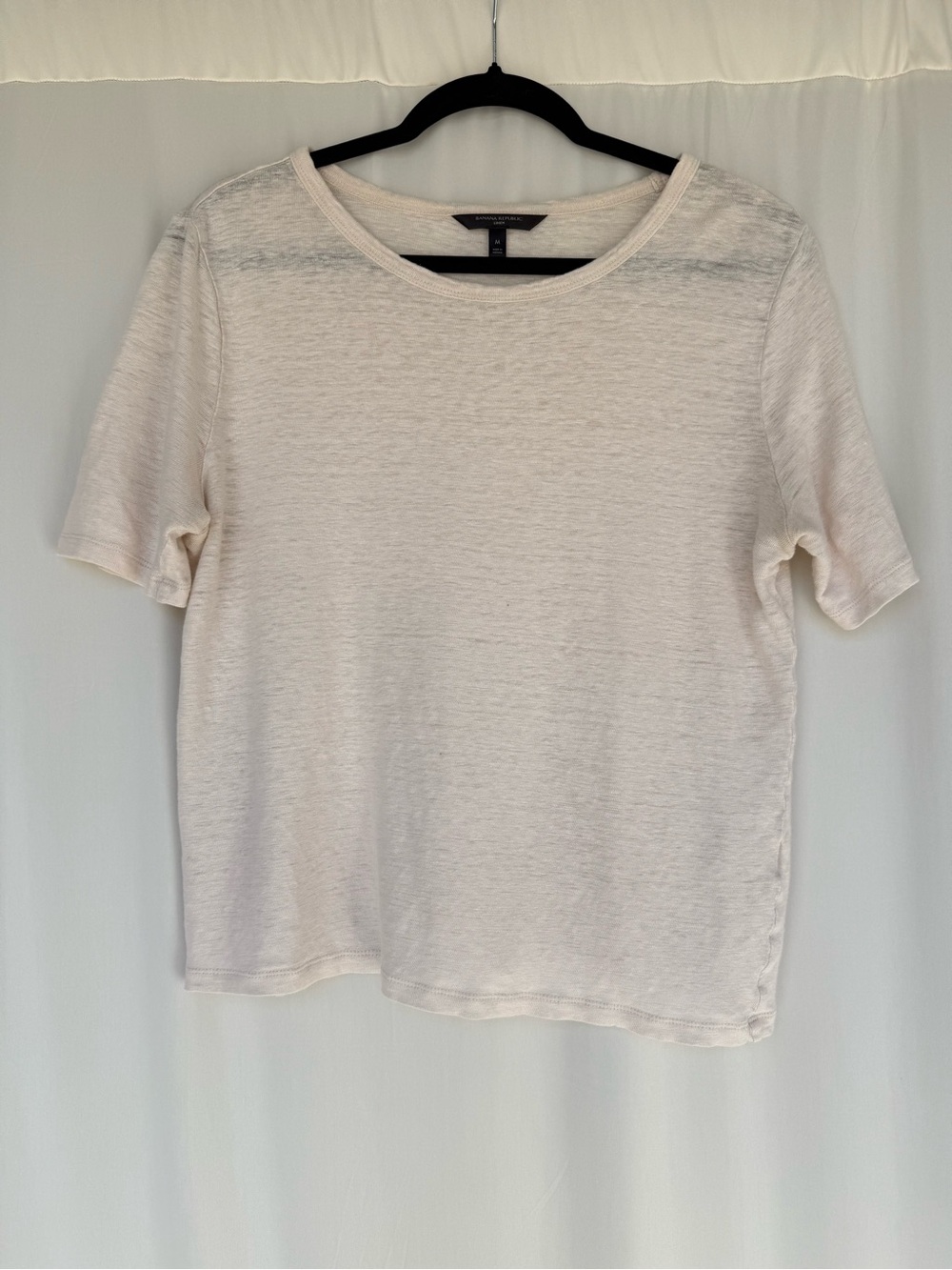 Banana Republic Linen Short Sleeve Tee Ivory Size Medium